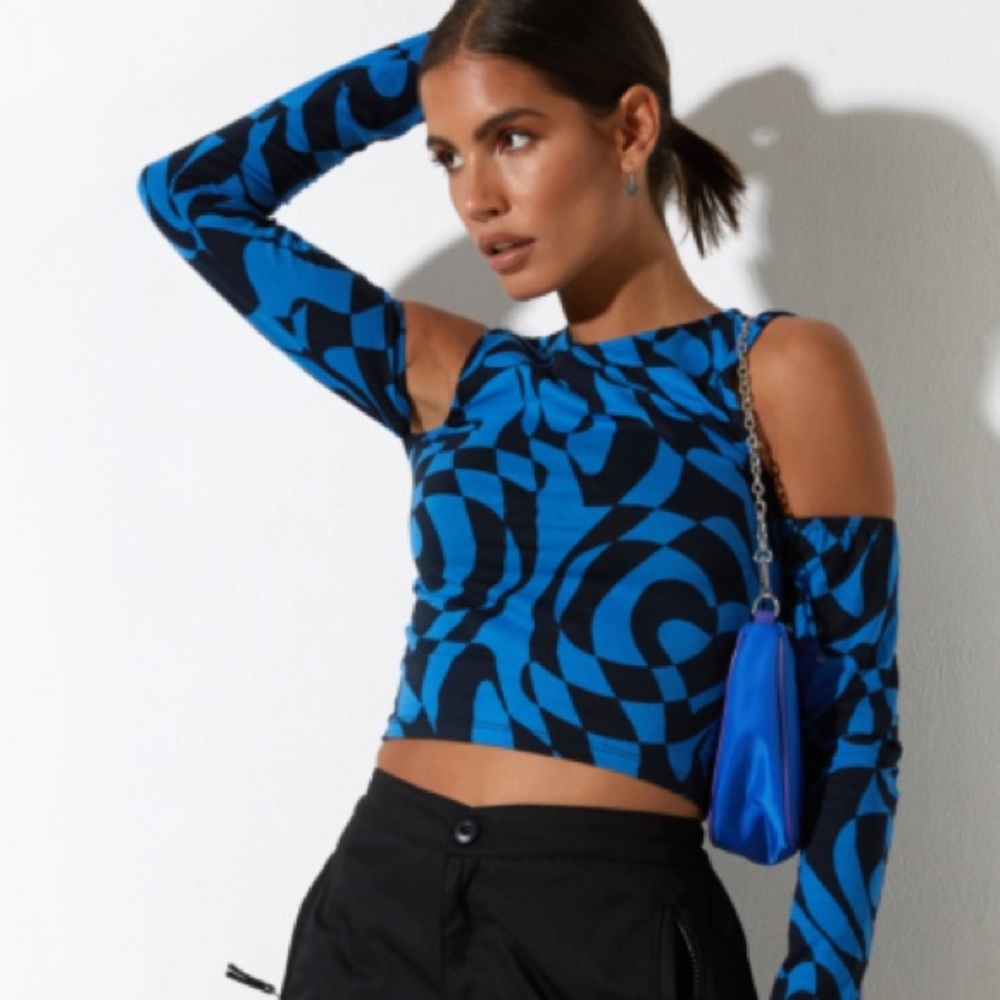 DENVER TOP IN IRREGULAR OPTIC BLUE from Motel
